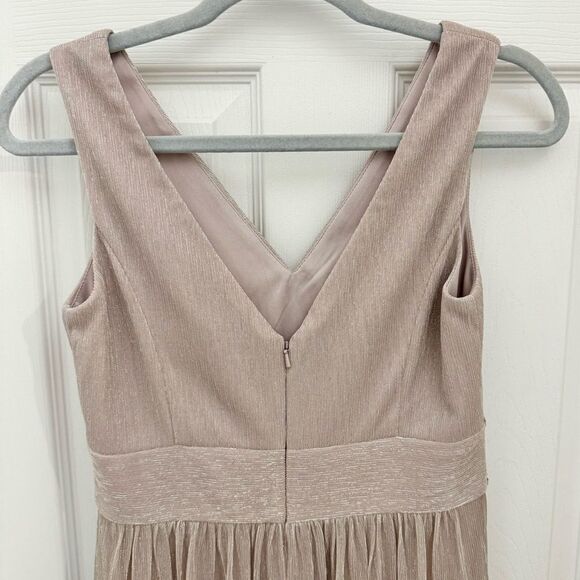 NWT Oleg Cassini Metallic Glitter Tank Dress Size 2 Blush Pink A-Line Wedding - Picture 5 of 10